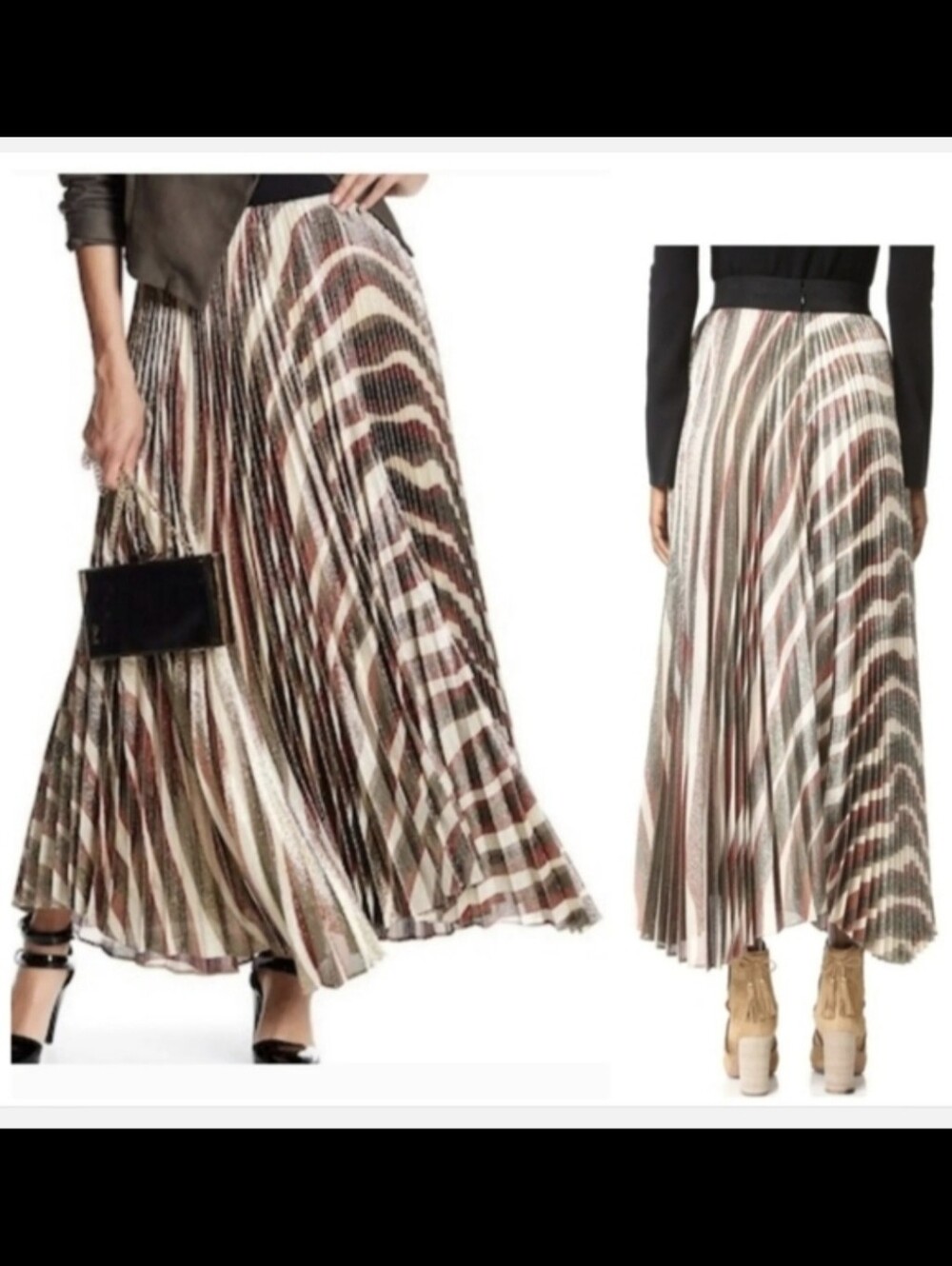 Alice + Olivia Maura Silk Sunburst Pleated Skirt Size 0 - Picture 3 of 9